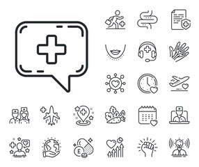 Wall Mural - Medical help sign. Online doctor, patient and medicine outline icons. Medicine chat line icon. Medical chat line sign. Veins, nerves and cosmetic procedure icon. Intestine. Guts, colon health. Vector