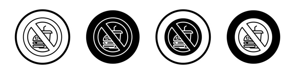 Wall Mural - No eating icon set. avoid meal vector symbol. fork and spoon ban forbidden icon in black filled and outlined style.