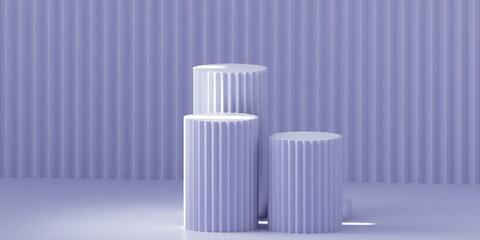 Wall Mural - Product Podium - light violet Podium, light violet Background. 3D Illustration. Light coming from left window
