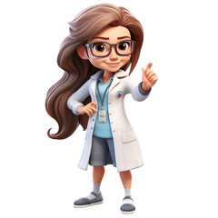 Wall Mural - 3D Cartoon of a Smiling Female Doctor
, female doctor with stethoscope