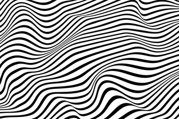 Wall Mural - Simple wavy abstract background. Vector illustration of stripes with optical illusion, op art.