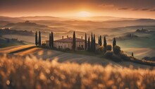Sunrise Over Tuscan Landscape
