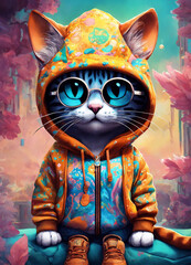  Gato con gafas y chaqueta