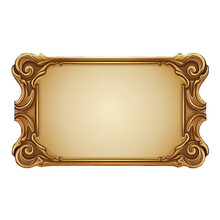 Empty Rectangle Frame In Medieval Style For Game Ui Design. Vector Cartoon User Interface Element With Golden Border Isolated On Background