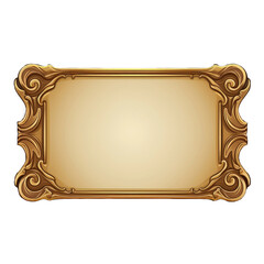 Empty rectangle frame in medieval style for game ui design. Vector cartoon user interface element with golden border isolated on background