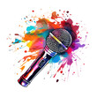 Live on stage open microphone drawing, transparent background clipart illustration a white background