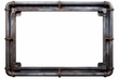 An empty picture frame made from industrial metal isolated on a white background, copy space