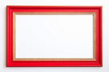 An empty red picture frame isolated on a white background, copy space