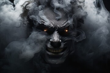 Canvas Print - Monster face made out of smoke