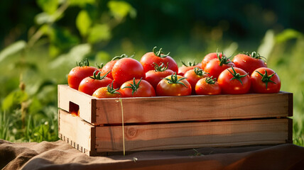 Wall Mural - fresh tomatoes on a wooden table