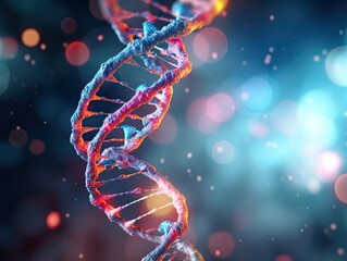 Poster - An exceptional 3D depiction of a DNA molecule against a captivating background