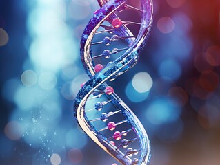Poster - An exceptional 3D depiction of a DNA molecule, iconic double helix structure background