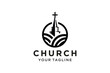 Creek and church logo design, Agriculture Church minimal Line Logo Design