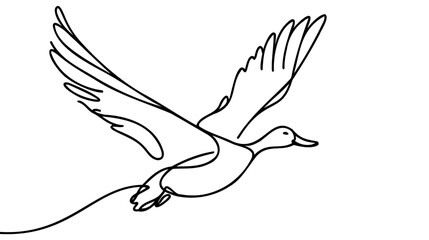 Wall Mural - Drawing a continuous line. Goose on white isolated background