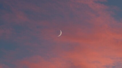 Wall Mural - Orange Clouds with blue sky and moon in Christmas sky