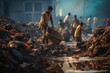 Environmental Responsibility: Illustrate workers in a Kanpur tannery implementing eco-friendly practices, such as waste recycling or water conservation, emphasizing the industry's commitment to sustai
