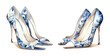 Stilettos, watercolor clipart illustration with isolated background.