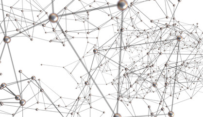 Neural network 3D illustration. Big data and cybersecurity
