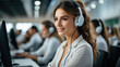Staff in call center working in headsets