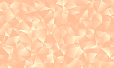 Wall Mural - Peach Color Gradient Low Poly Triangle Pattern Background. Glowing 3D Crystal Gem Surface. Irregular Sparkling Polygonal Texture. 2024 Color Trend.