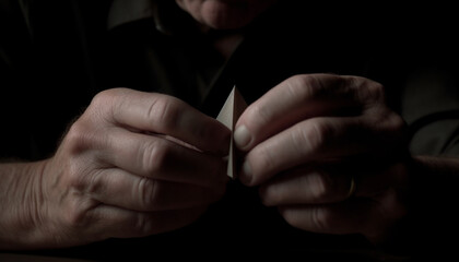 Poster - Angry businessman punching with determination in black and white studio generated by AI