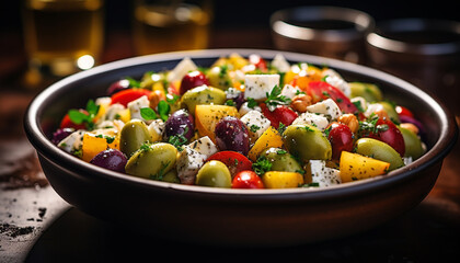 Poster - Freshness and healthy eating in a vegetarian salad generated by AI