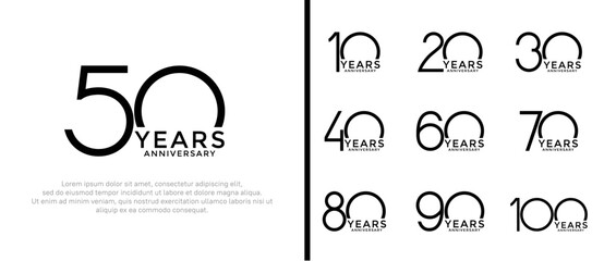 Wall Mural - set of anniversary logo black color on white background for celebration moment