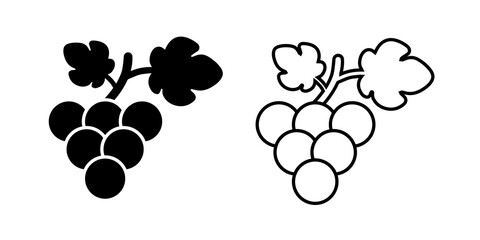 Poster - grape black and white outline icon icon illustration