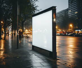 Wall Mural - Illuminated billboard lights up the city at night generated by AI