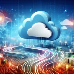 Wall Mural - cloud computing concept with icons of server and data technology