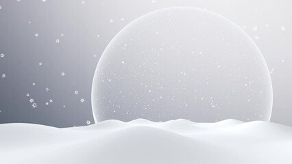 Wall Mural - Magic snow landscape with glass sphere snowfall loop animation.