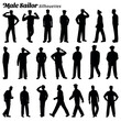 Collection of silhouette illustrations of male sailor