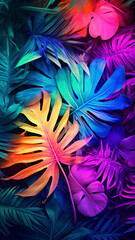 Canvas Print - Creative fluorescent color layout made of tropical design