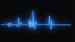Cardiogram cardiography oscilloscope screen blue vector illustration background. Emergency ekg monitoring vector. Blue glowing heart pulse. Heart beat. Electrocardiogram