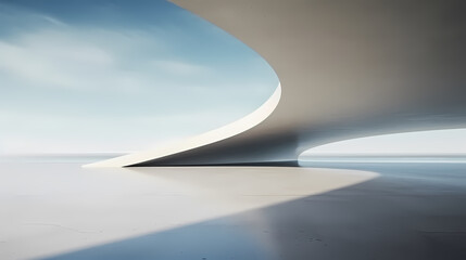 Wall Mural - 3d render of abstract futuristic architecture with empty concrete floor