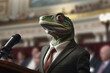 © Dennis - A lizard politician in a business suit, reptilian businessman conspiracy theory