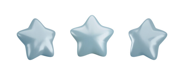 Wall Mural - vector 3d silver star icons set on white background. cute realistic cartoon 3d render, glossy metall