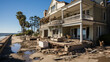 A upper middle class home in florida storm damage ,generative ai.