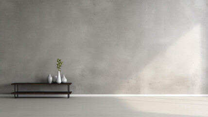 Wall Mural - room with empty concrete wall background in modern textured