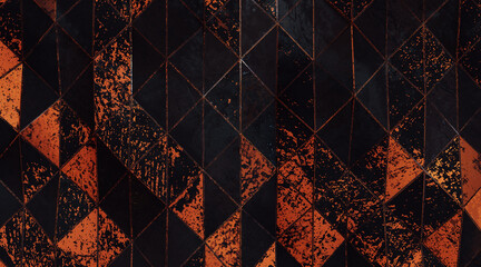 Wall Mural - Random shifted Wall background with tiles. Futuristic, triangle tile pattern Wallpaper with 3D. 3D Render