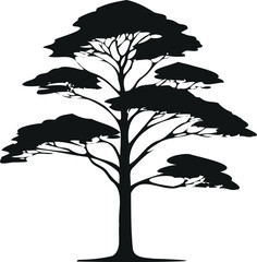 Wall Mural - tree silhouette vector illustration on a white background, this modern, elegant design is perfect fo