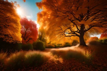 Wall Mural - sunrise in the forest