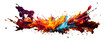 colorful paint splashes wide panoramic