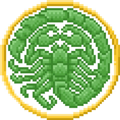 Wall Mural - A zodiac horoscope or astrology Scorpio scorpion sign in a retro video game arcade 8 bit pixel art style