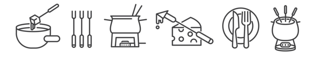 Wall Mural - Fondue thin line icon set - vector illustration