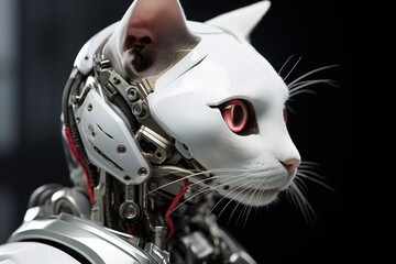 Wall Mural - Artificial intelligence robot cat. Futuristic concept