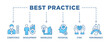Best practice banner web icon set vector illustration concept with icon of competence, development, knowledge, potential, ethic and performance