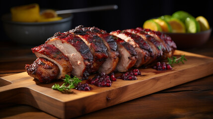 Wall Mural - grilled pork ribs HD 8K wallpaper Stock Photographic Image 