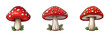 Comic mushroom set. Cartoon vector illustration