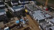 Großaustelle mit Hausbau mit Drohne gefilmt